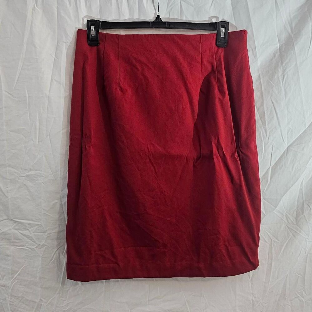 Vintage 90s red wool plus size pencil skirt